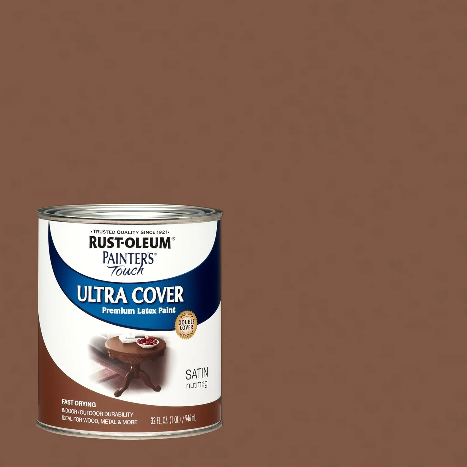 Rust-Oleum 240284 Painters Touch Quart Latex, Quart, 32 Fl Oz, Satin Nutmeg (Pack of 1) - Image 2