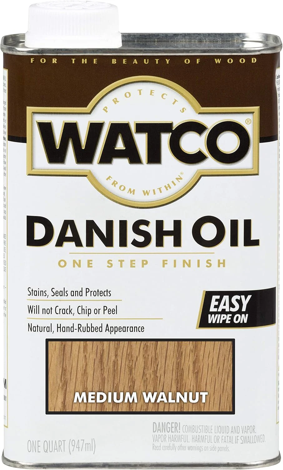 Rust-Oleum Watco A65941 Danish Oil Wood Finish, Quart, Medium Walnut - Image 2