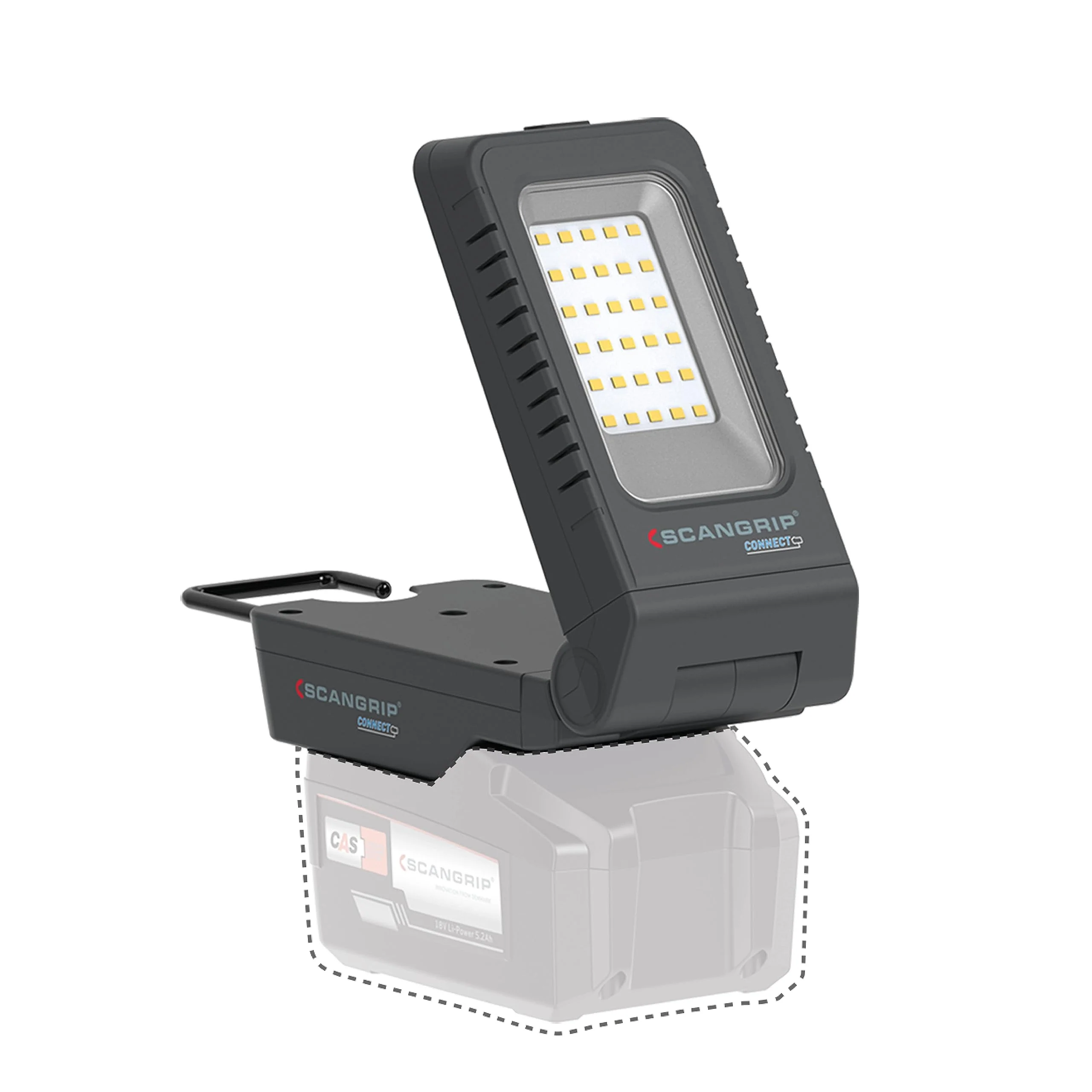 SCANGRIP Basic Connect 1000 Lumen LED Flood Light, Power Tool Battery Operated, Portable, Flexible Lamp Head, Lightweight and Compact Design