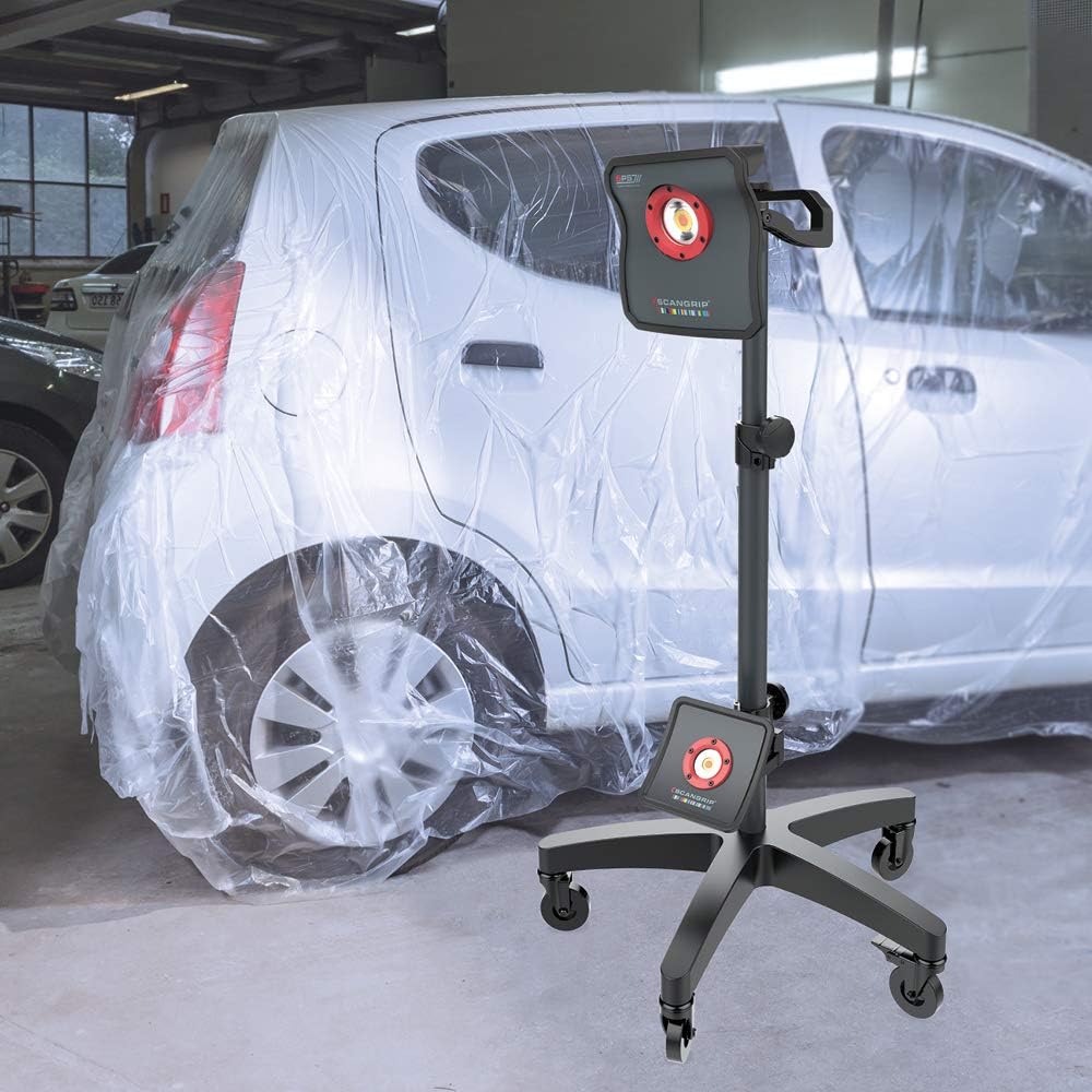SCANGRIP WHEEL STAND, for Mobile Work Light Positioning in the Workshop, Detailing Light Stand, Extendable from 3 ft to 6,2 ft, Bracket for Second Work Light - Image 3