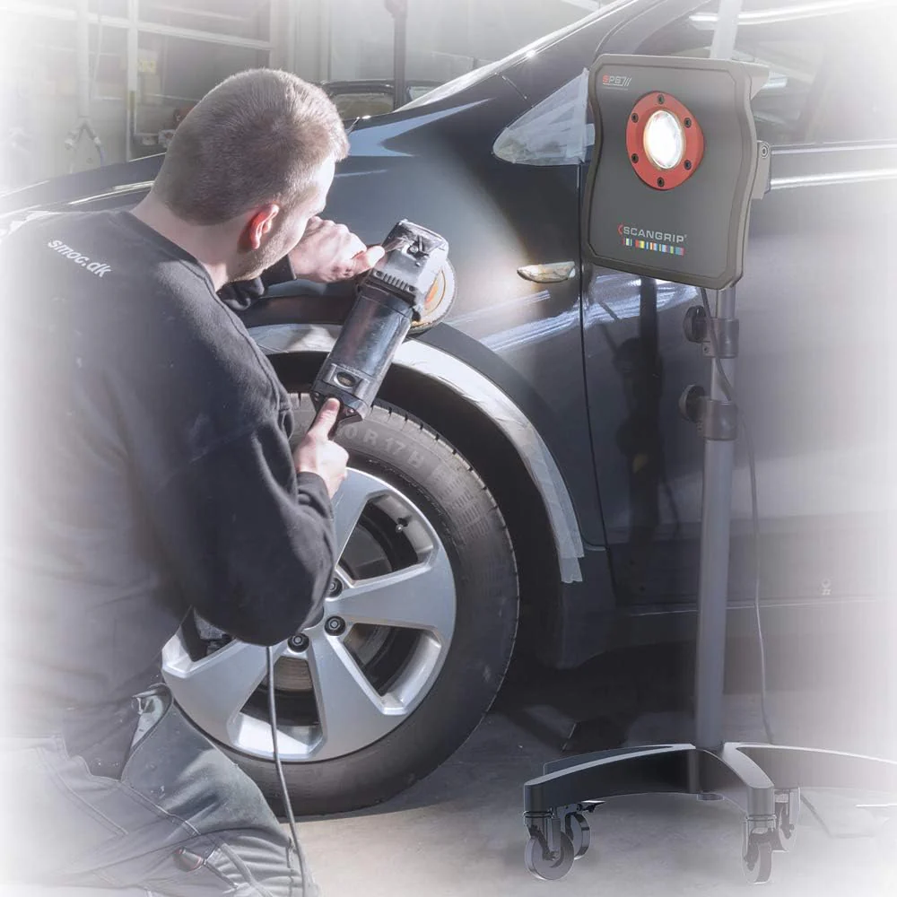 SCANGRIP WHEEL STAND, for Mobile Work Light Positioning in the Workshop, Detailing Light Stand, Extendable from 3 ft to 6,2 ft, Bracket for Second Work Light - Image 4