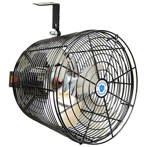 Schaefer VK12-B VersaKool Air Circulator Fan, Ceiling Wall Mount Greenhouse Fan & Aluminum Blade, 1470 CFM, 1/10 hp, Energy-Efficient Commercial Fan for Patio, Garage, Industrial & Workshop (Black)