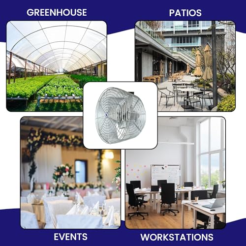 Schaefer VK20-GA Versa-Kool Air Circulator Fan W/Button Control, Ceiling Wall Mount Greenhouse Fan & Steel Guards, 5470CFM, 1/3 hp, 20" Deep Guard Commercial Fan for Patio, Industrial, Silver color - Image 3