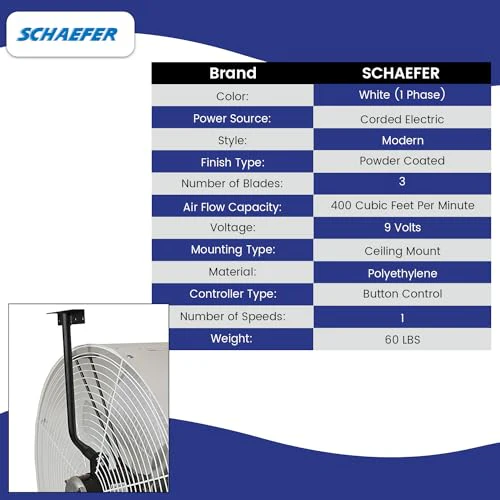 Schaefer VK36 Versa-Kool Air Circulator Fan, Ceiling Wall Mount Greenhouse Fan & Steel Guards, 11400CFM,1/2 hp - Image 4