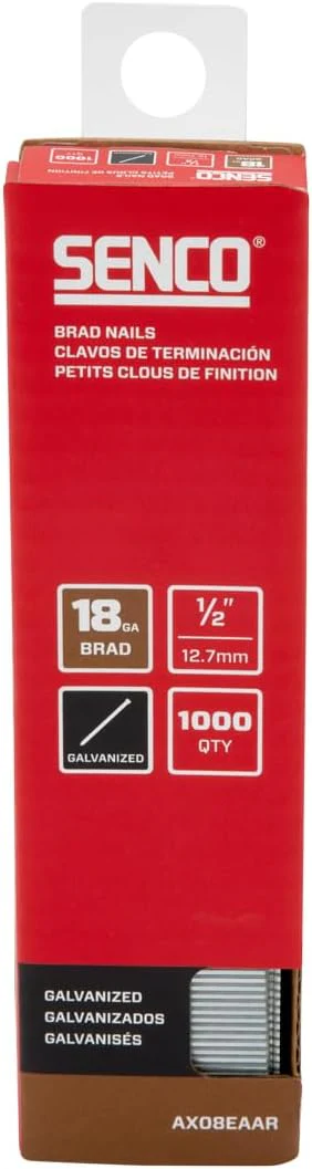 Senco AX08EAAR 1/2" 18 Gauge Brad Nails, Galvanized Finish (Pack of 1,000) - Image 2