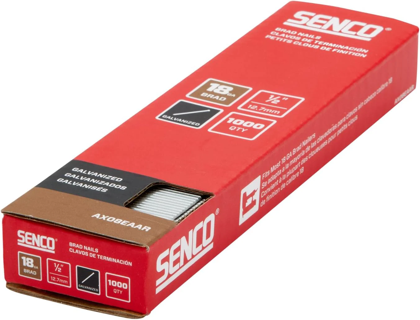 Senco AX08EAAR 1/2" 18 Gauge Brad Nails, Galvanized Finish (Pack of 1,000) - Image 3