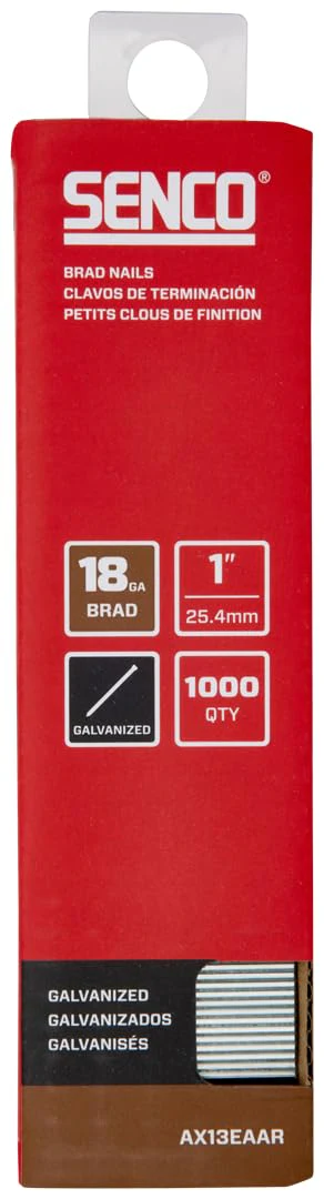 Senco AX13EAAR 1" 18 Gauge Brad Nails, Galvanized Finish (1,000 Count Pack)
