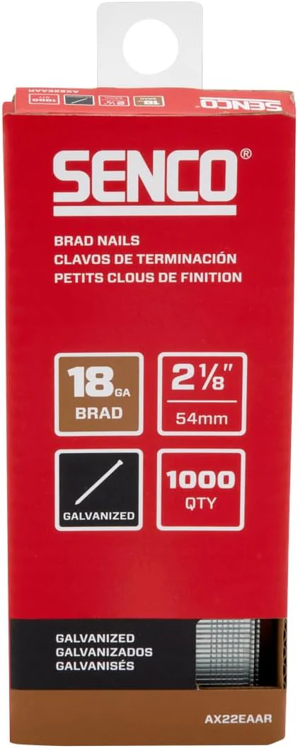 Senco AX22EAAR 2-1/8" 18 Gauge Brad Nails, Galvanized Finish Nails for Wood, Trim and More (1000 Count) - Image 2