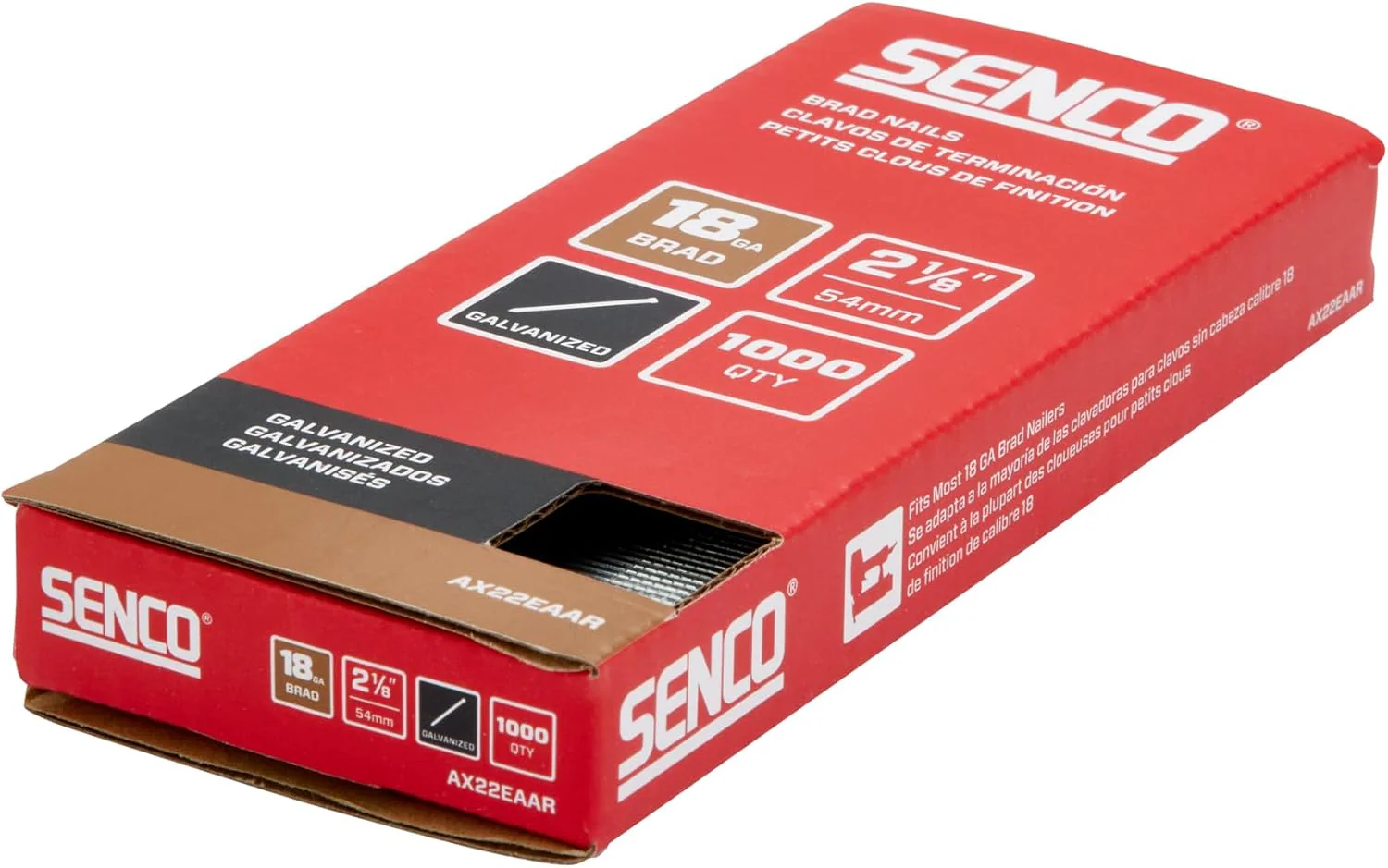 Senco AX22EAAR 2-1/8" 18 Gauge Brad Nails, Galvanized Finish Nails for Wood, Trim and More (1000 Count) - Image 3