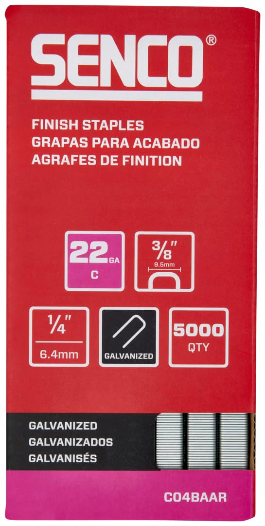 Senco C04BAAR 1/4" 22 Gauge 3/8" Crown Finish Staples, Galvanized Finish (Pack of 5000)