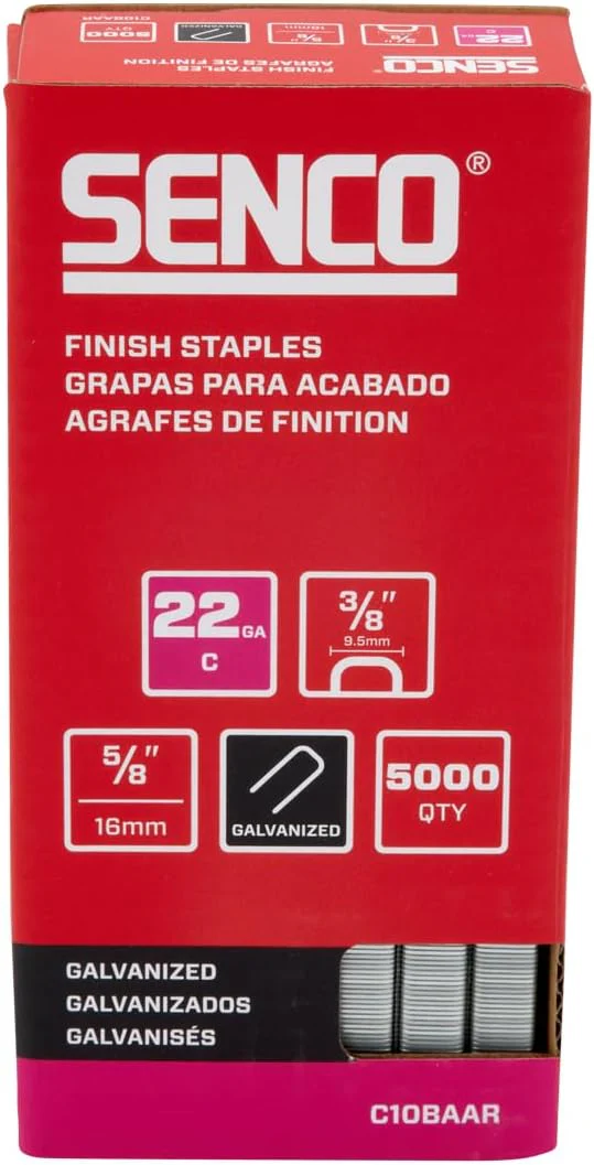 Senco C10BAAR 5/8" 22 Gauge 3/8" Crown Finish Staples, Galvanized Finish (5000 Count) - Image 2