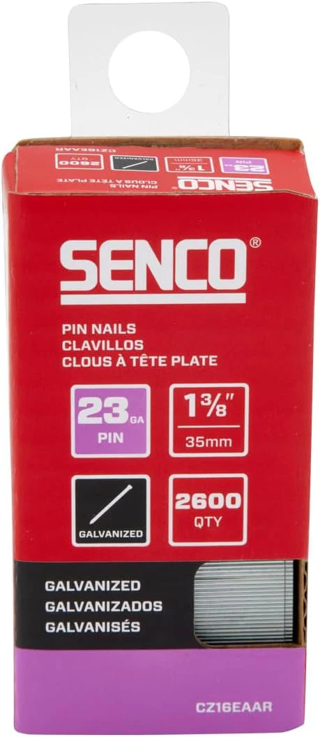 Senco CZ16EAAR 1-3/8" 23 Gauge Pin Nails, Galvanized Finish (2,600 Count) - Image 2