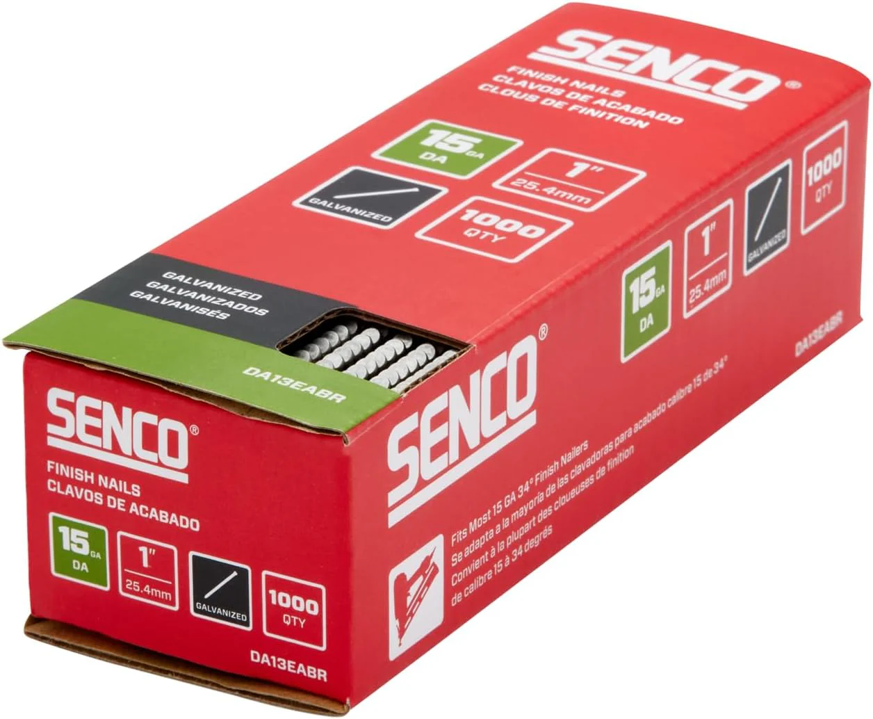Senco DA13EABR 34 Degree Collated Finish Nails, 15 Gauge, 1 Inch Length, Galvanized (Pack of 1000) - Image 3