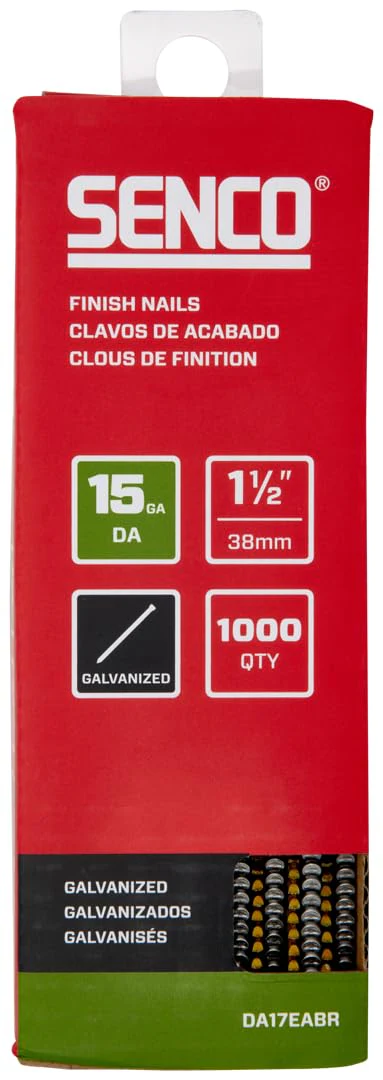 Senco DA17EABR 34 Degree Collated Finish Nails, 15 Gauge, 1-1/2 Inch Length, Galvanized (1000 Count)