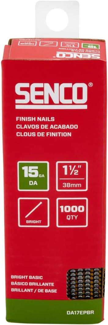 SENCO DA17EPBR 1-1/2" 15 Gauge Angled Low Carbon Steel Finish Nails, Bright Finish, 1,000 Count Pack - Image 3
