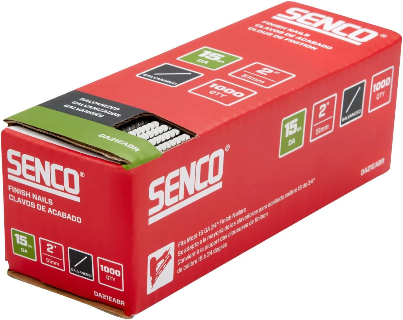 SENCO DA21EABR 2" 15 Gauge Angled Finish Nails, Galvanized Finish, 1000 Count Pack - Image 4