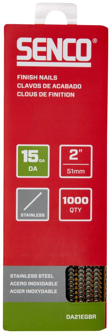 Senco DA21EGBR 2" 15 Gauge Angled Finish Nails, Stainless Steel Finish (1000 Count)