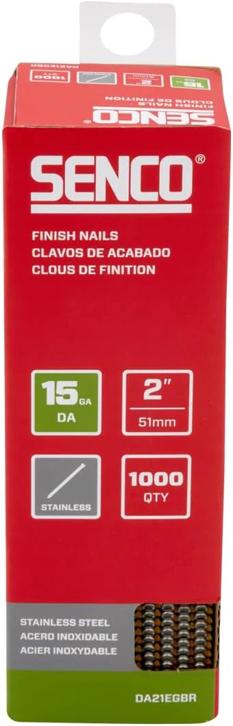 Senco DA21EGBR 2" 15 Gauge Angled Finish Nails, Stainless Steel Finish (1000 Count) - Image 2