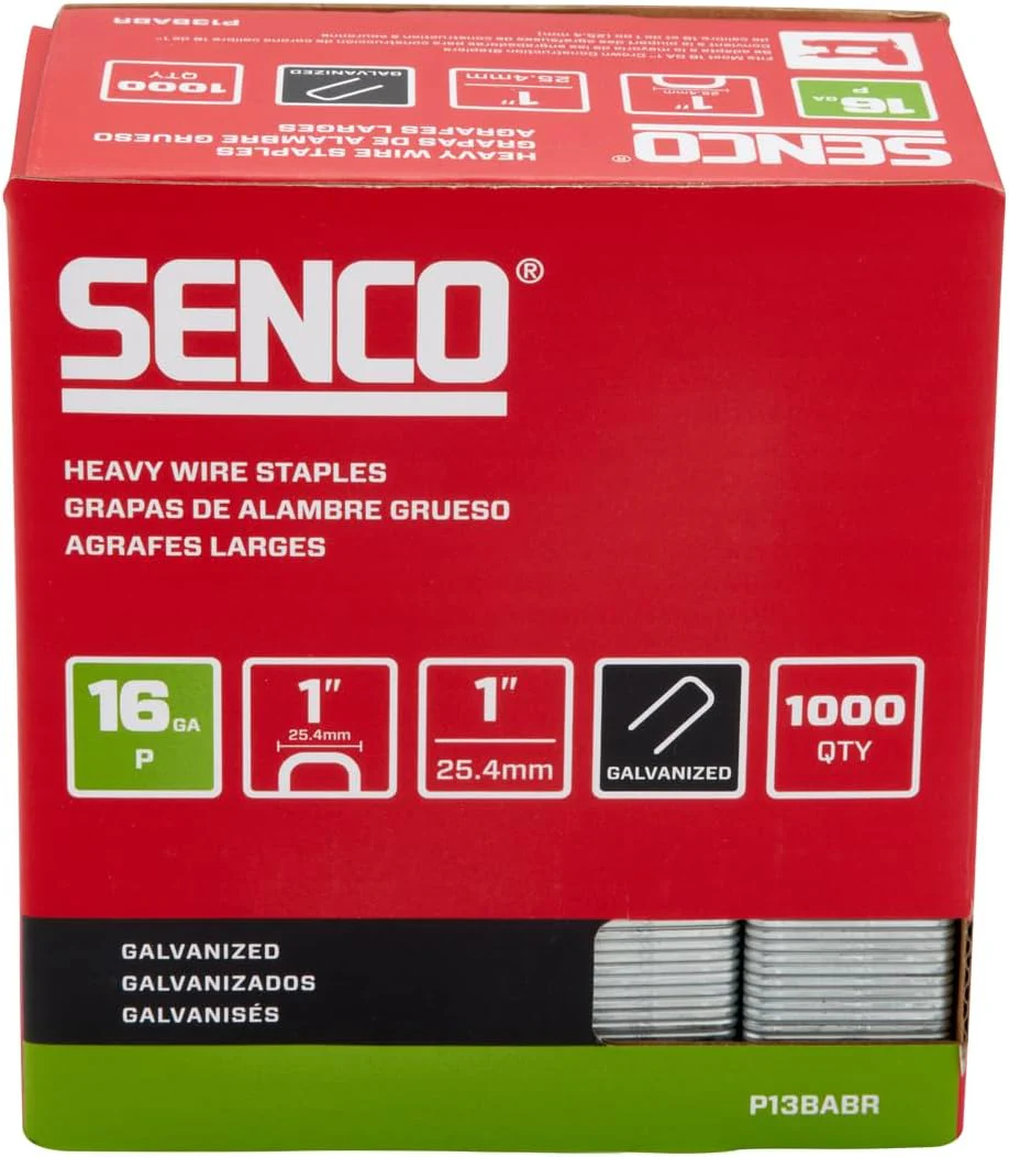 Senco P13BABR 1" 16 Gauge 1" Crown Heavy Wire Staples, Galvanized Finish (1000 Count) - Image 2