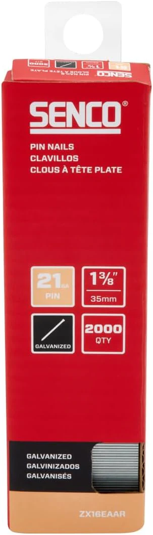 Senco ZX16EAAR 1-3/8" 21 Gauge Pin Nails, Galvanized Finish (2000 Count) - Image 2