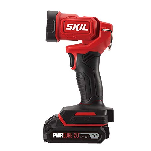 SKIL 20V 4-Tool Combo Kit: 20V Cordless Drill Driver Reciprocating Saw, Circular Saw and Spotlight, Includes Two 2.0Ah PWR CORE Lithium Batteries and One Charger - CB739701,Black, Red - Image 5
