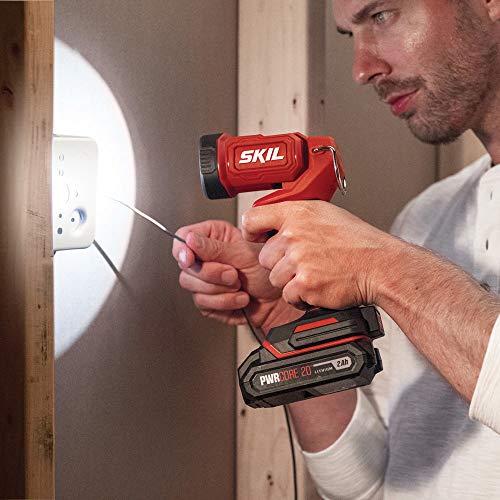 SKIL 20V 4-Tool Combo Kit: 20V Cordless Drill Driver Reciprocating Saw, Circular Saw and Spotlight, Includes Two 2.0Ah PWR CORE Lithium Batteries and One Charger - CB739701,Black, Red - Image 9