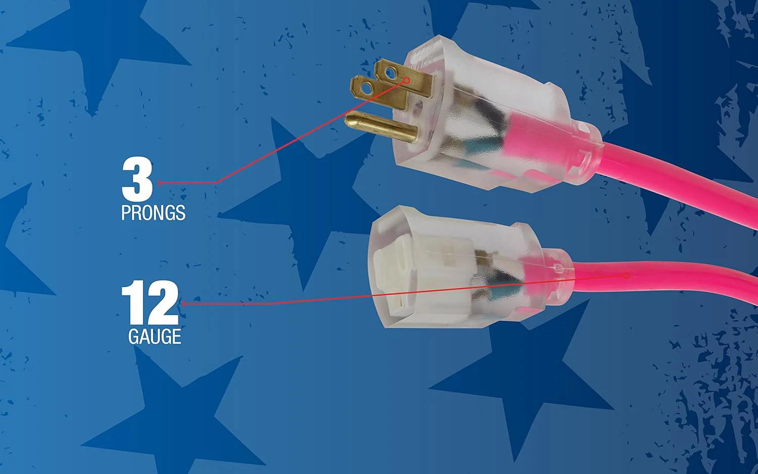 Southwire Heavy Duty Extension Cord, 50Ft, 12 Gauge, 3 Conductor, High Visibility Outdoor Cord, Lighted End, SJTW, Cool Pink - 2578SW000A - Image 9