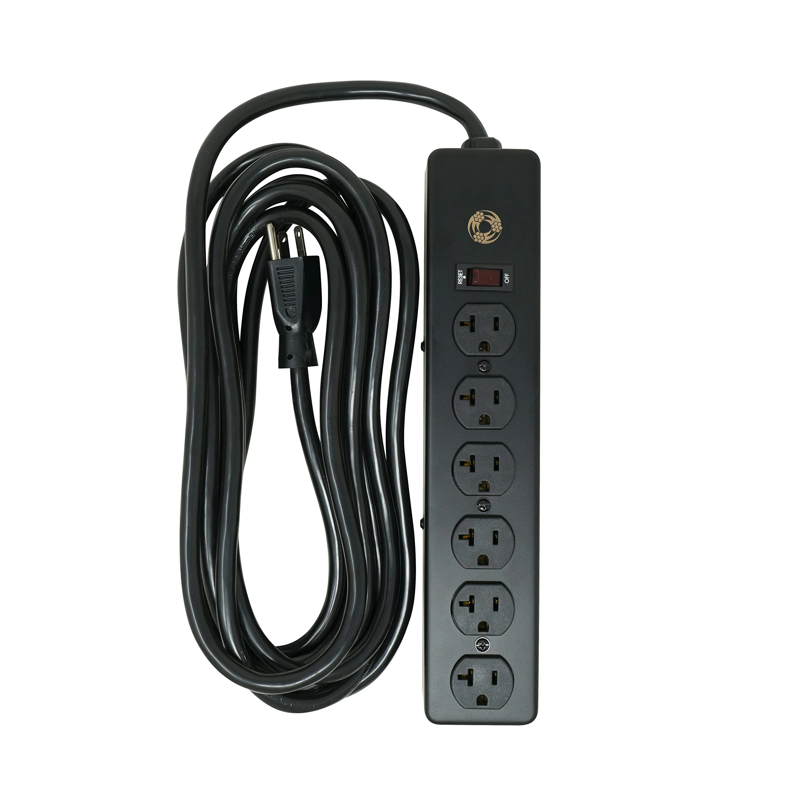 Southwire 5122 20 Amp Rated, 6 Outlet all Metal Power Strip with NEMA 5-20 P&R, 15-foot 12/3 Cord Black 15 ft 6-Outlet 20 Amp