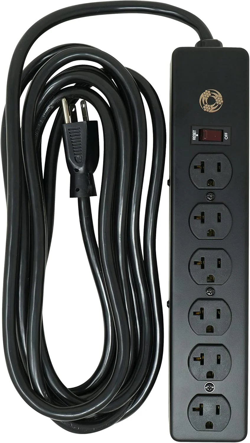 Southwire 5122 20 Amp Rated, 6 Outlet all Metal Power Strip with NEMA 5-20 P&R, 15-foot 12/3 Cord Black 15 ft 6-Outlet 20 Amp - Image 2