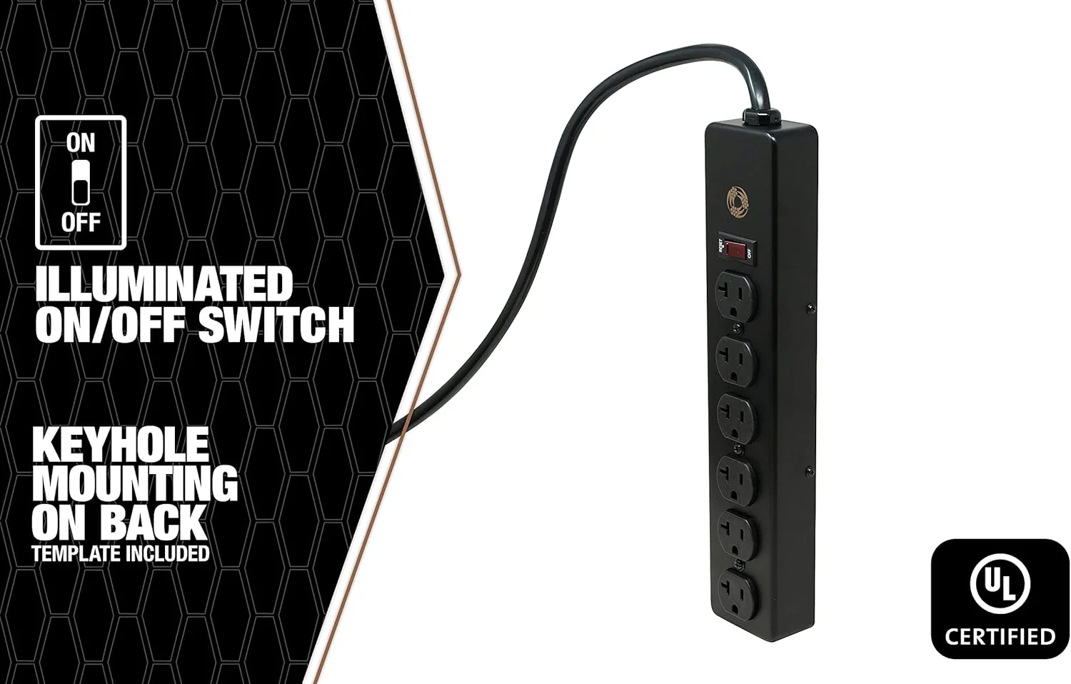 Southwire 5122 20 Amp Rated, 6 Outlet all Metal Power Strip with NEMA 5-20 P&R, 15-foot 12/3 Cord Black 15 ft 6-Outlet 20 Amp - Image 6
