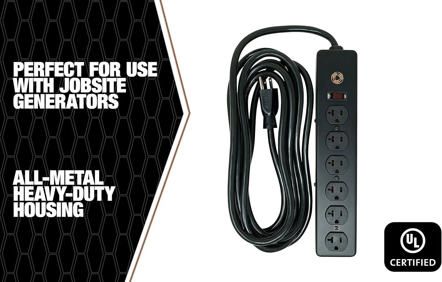 Southwire 5122 20 Amp Rated, 6 Outlet all Metal Power Strip with NEMA 5-20 P&R, 15-foot 12/3 Cord Black 15 ft 6-Outlet 20 Amp - Image 8