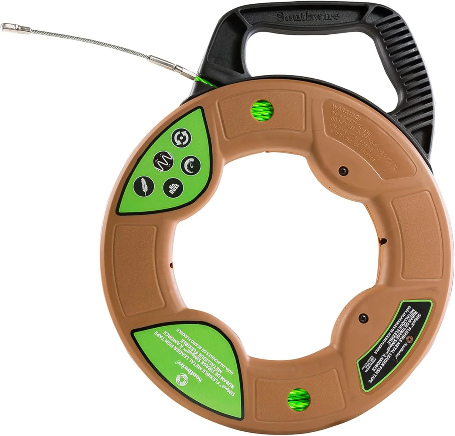 Southwire - 59896940 Tools & Equipment FTSP45-125FML SIMPULL Fish Tape 4.5mm 125-Feet Flexible Metal Leader; Large Case Swiveling Flexible Metal Leader 125 Feet - Image 2