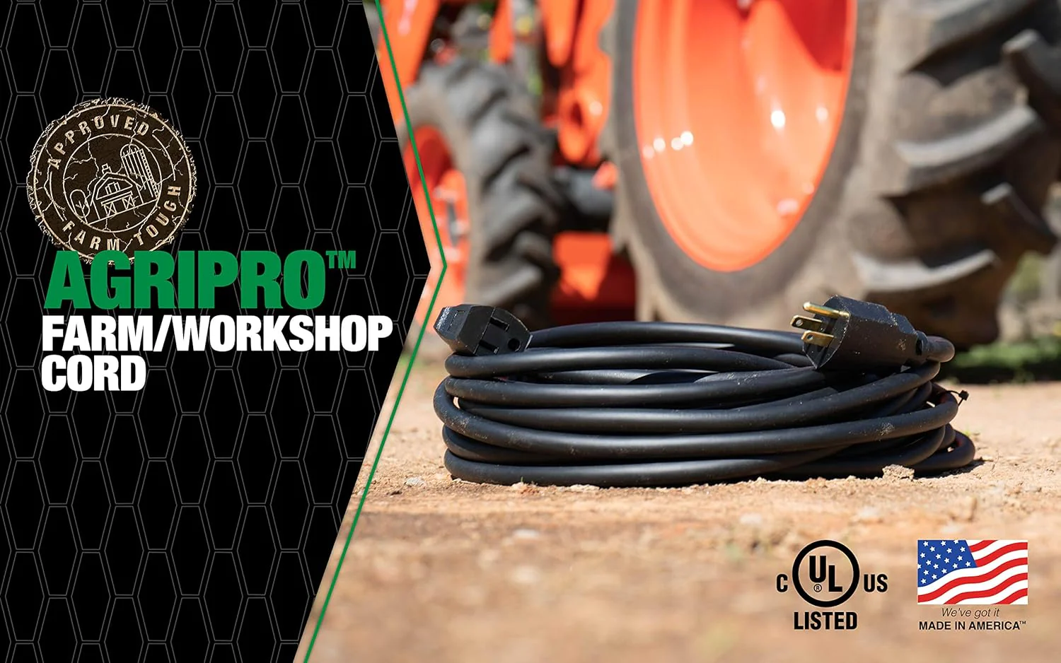 Southwire AGRIPRO 10/3 Extra Heavy Duty Extension Cord, 25ft, Farm/Workshop Cord, SJTOW, Black, 64817501 Black 10/3 Gauge - Image 3