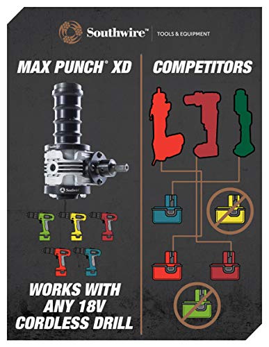 Southwire MP-XD Max Punch, Knockout Tool Used with Cordless Drill, Virtually Universal, Heavy Duty Cutting, Quick Accurate Knockouts - Image 16