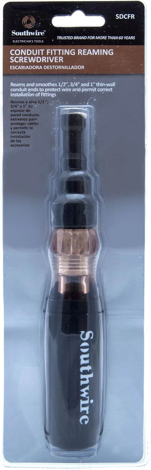 Southwire SDCFR Conduit Fitting Reaming Screwdriver; Heavy Duty; Dual Function; Multi Use Detachable Head; Compatible with Drill; Cushion Grip Handles for Comfort - Image 3