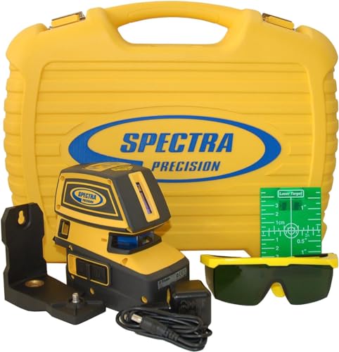 Spectra Precision Multi-Purpose Laser Tool with Green Beam Cross Lines and 5 Alignment Points, Automatic Self-Leveling, Storage Case