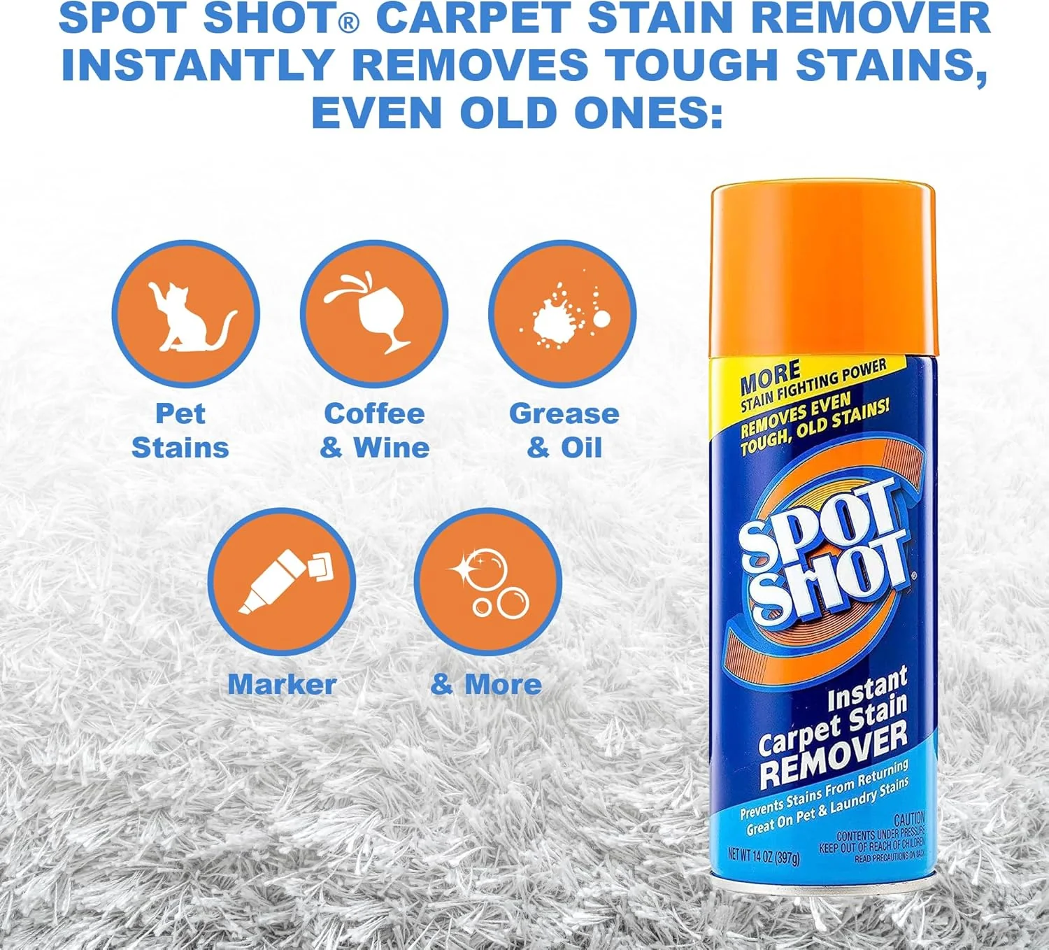 Spot Shot Instant Carpet Stain Remover Aerosol 14 oz can (Pack of 2) - Image 7