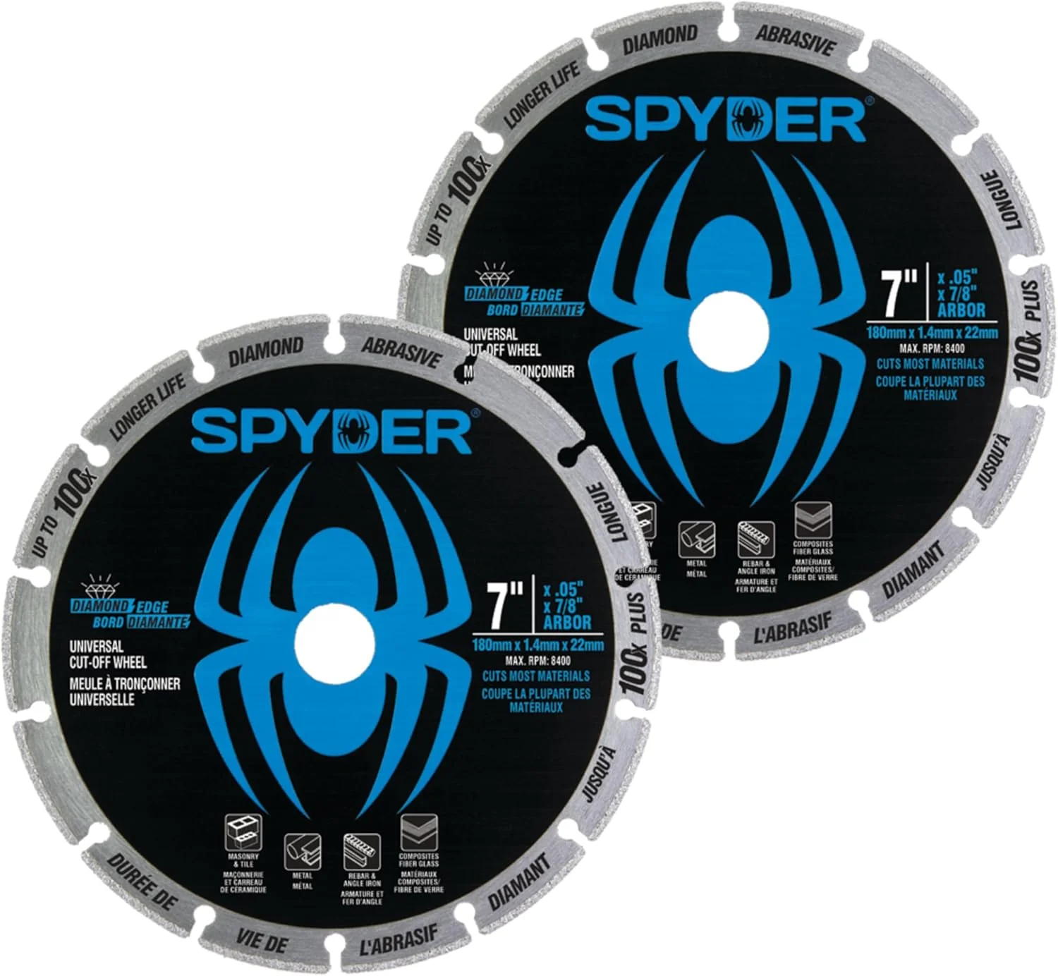 Spyder Diamond Edge Diamond 7-in Cut-Off Wheel 2-Pack - Image 2