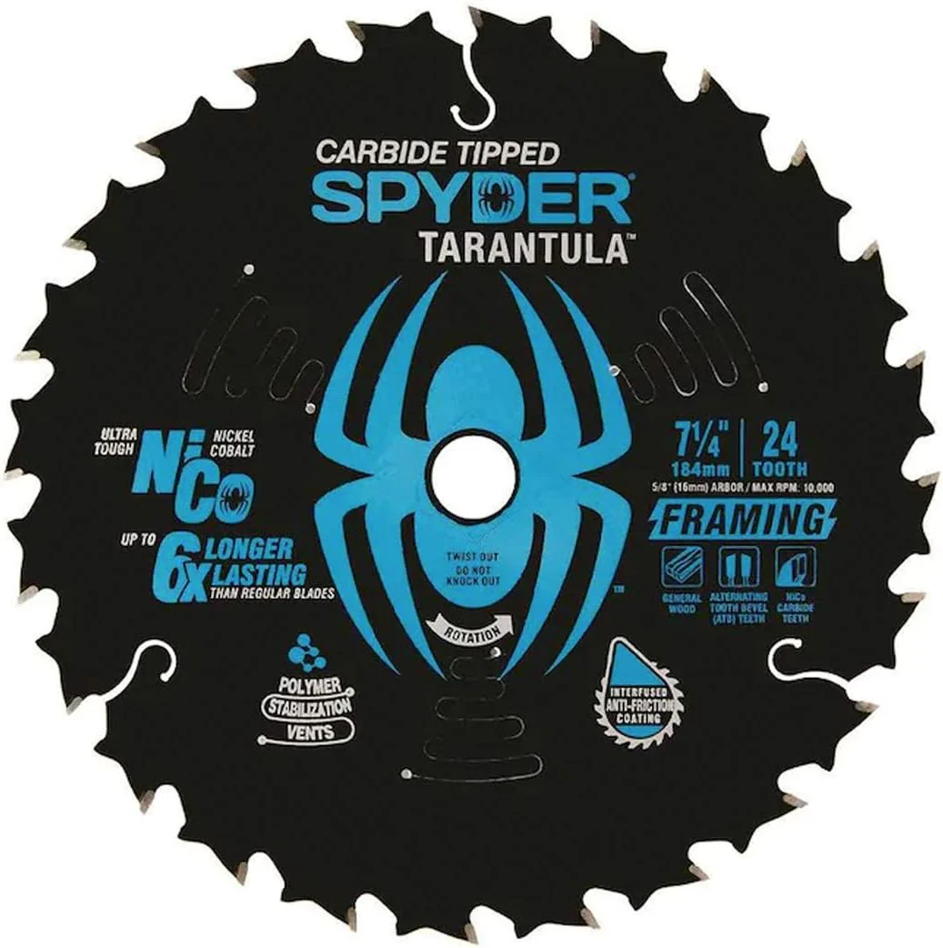 Spyder Framing 7-1/4" 24-Tooth Tungsten Carbide-Tipped Steel Circular Saw Blade - 13001 - Image 2