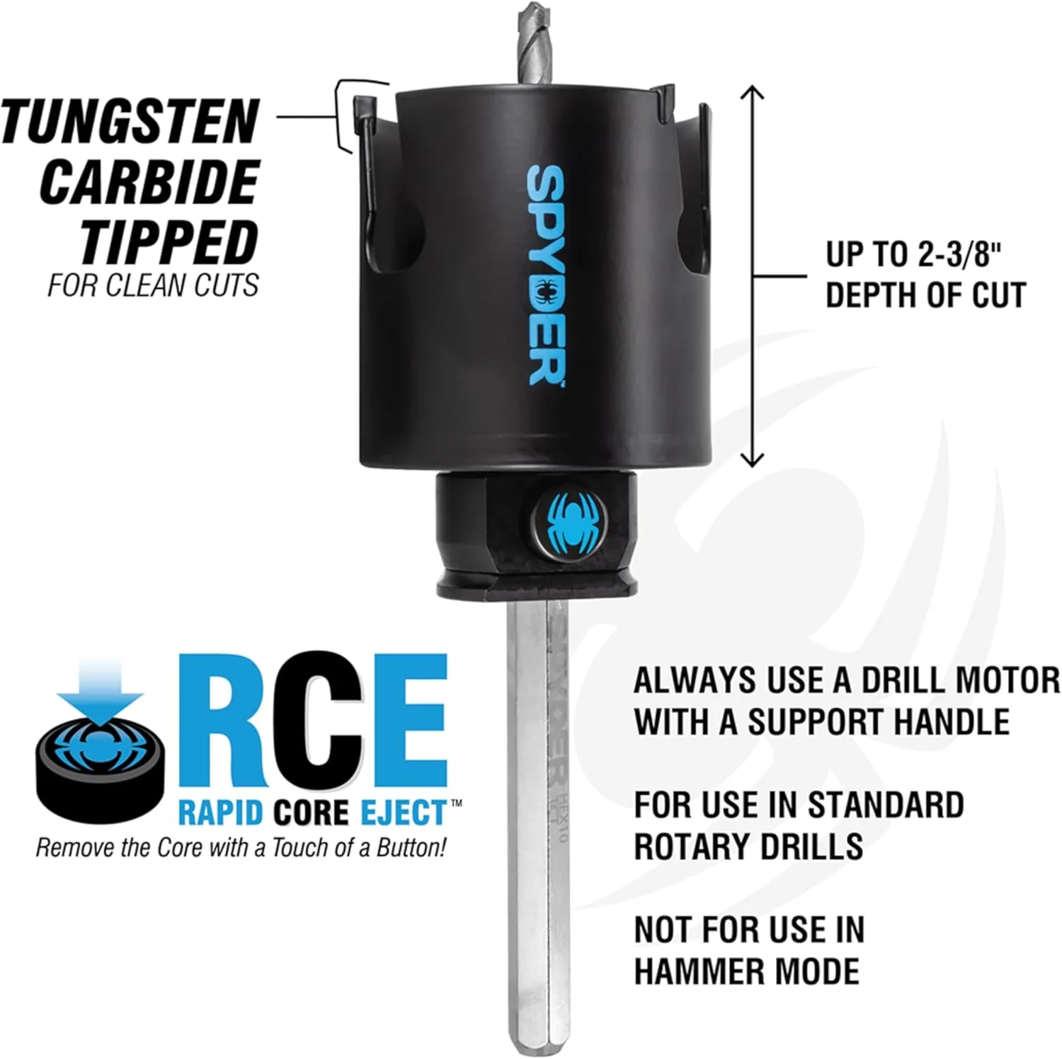 Spyder (600036CF) Rapid Core Eject Tungsten Carbide Tipped Hole Saw, 3-1/4 In. - Image 4