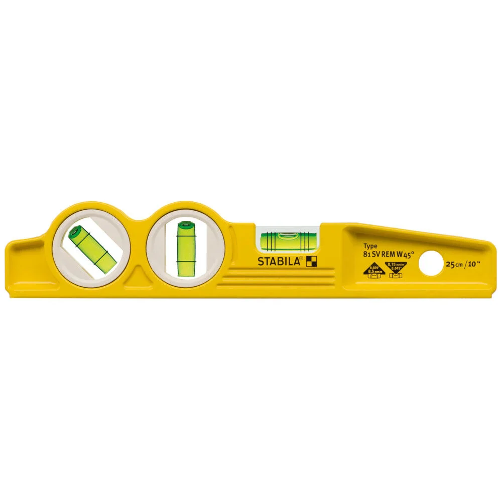 STABILA Die Cast Magnetic Torpedo with 45-degree vial and V-groove frame - Image 2