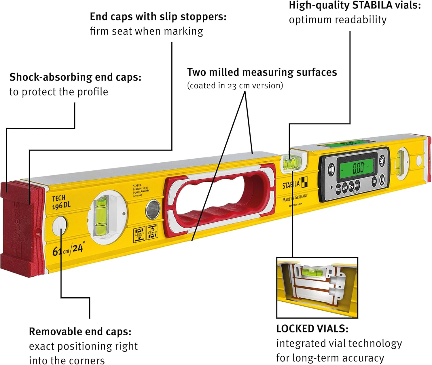 STABILA Tech 196 DL Digital Spirit Level, 61 cm without Magnet - Image 6