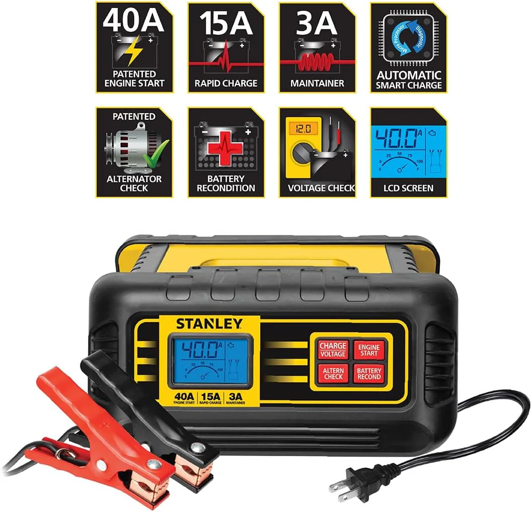 STANLEY BC40BS 40 Amp High Frequency Battery Charger with Engine Start and Patented Voltage and Alternator Check - Image 6