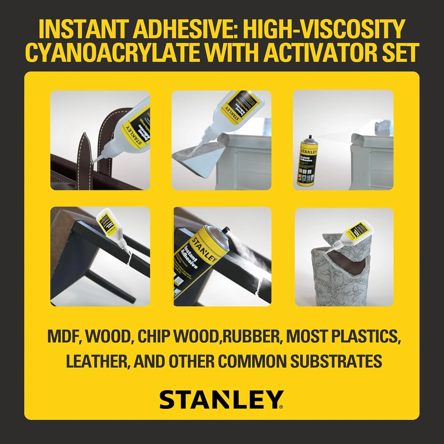 STANLEY Cyanoacrylate Super Glue (1.75oz) with Activator (6.75oz) Bundle - Image 3