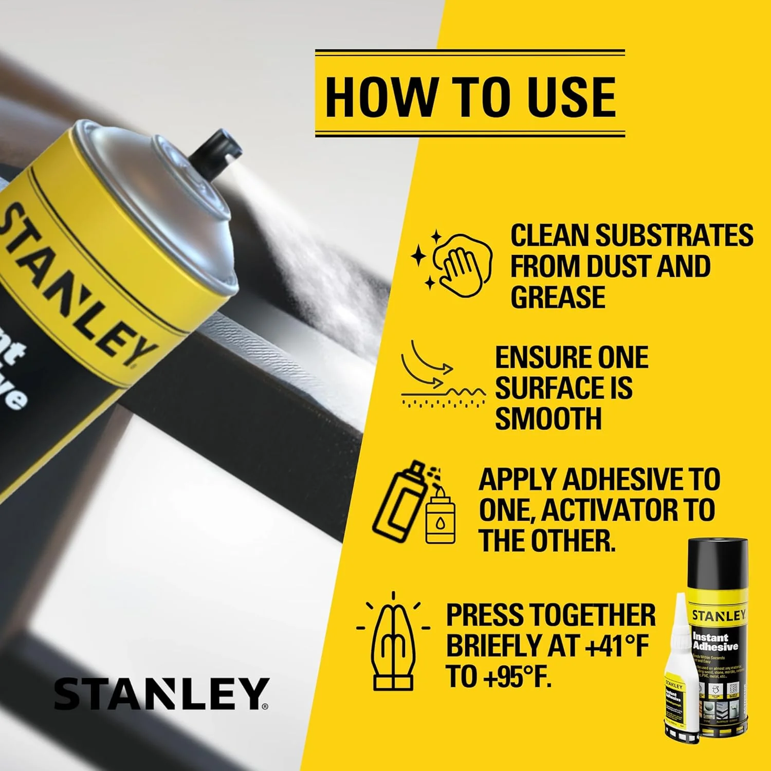 STANLEY Cyanoacrylate Super Glue (1.75oz) with Activator (6.75oz) Bundle - Image 4