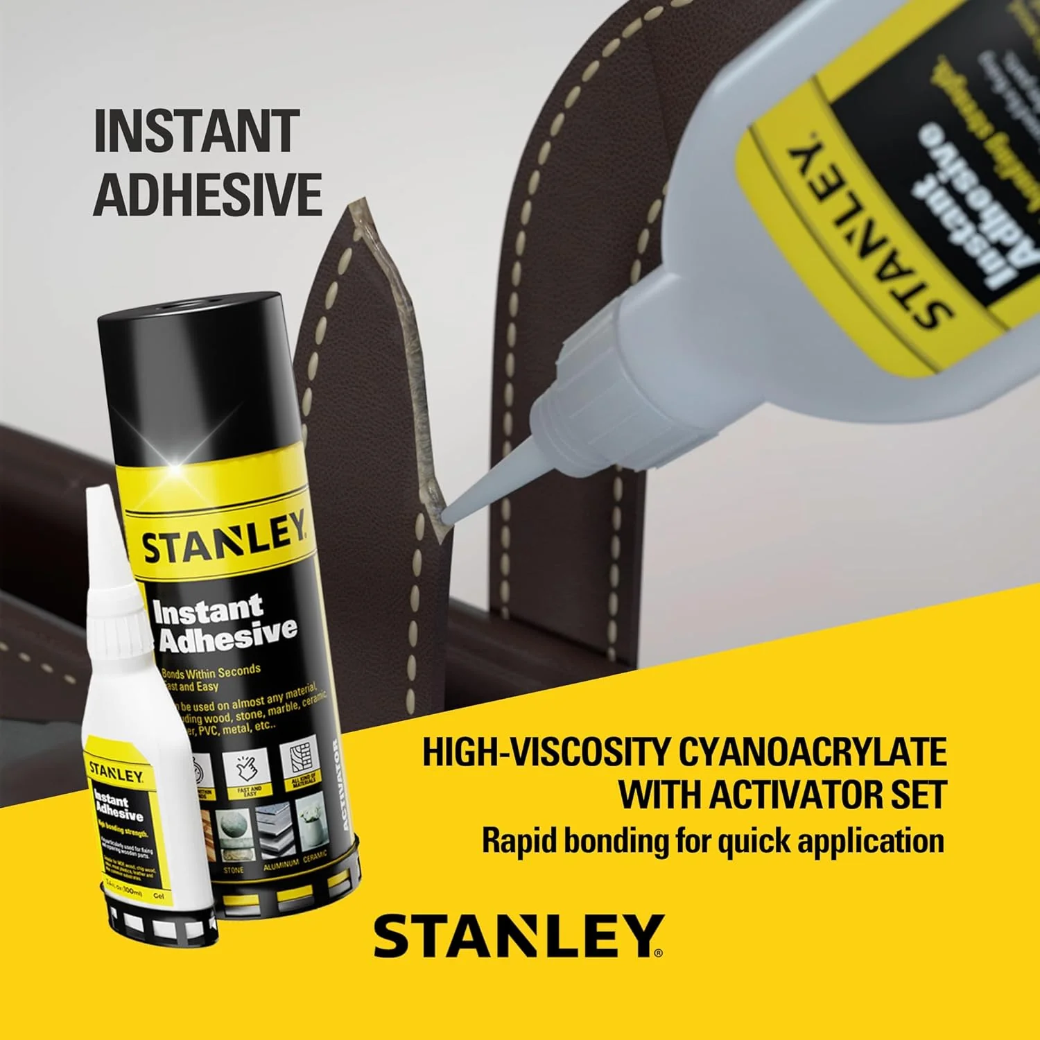 STANLEY Cyanoacrylate Super Glue (1.75oz) with Activator (6.75oz) Bundle - Image 5