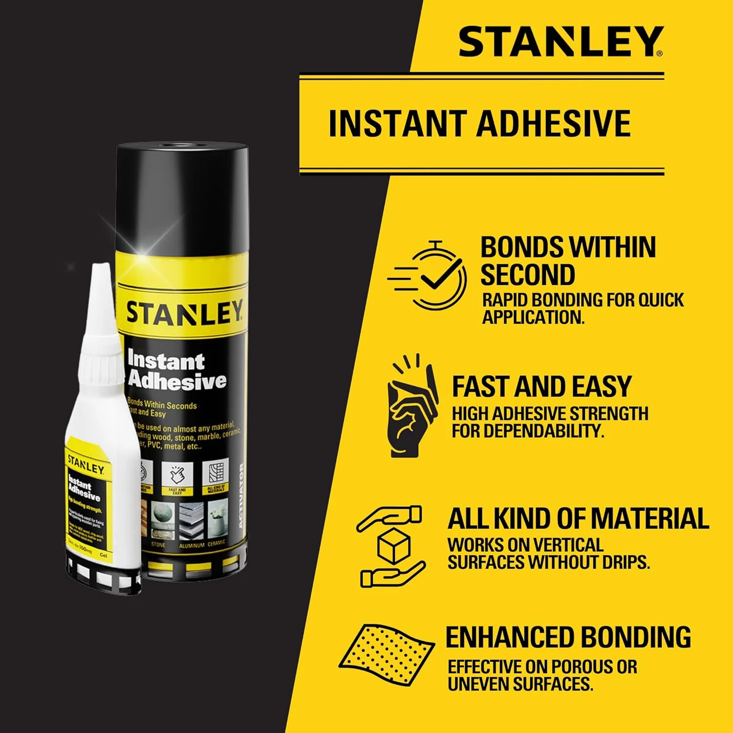 STANLEY Cyanoacrylate Super Glue (1.75oz) with Activator (6.75oz) Bundle - Image 7