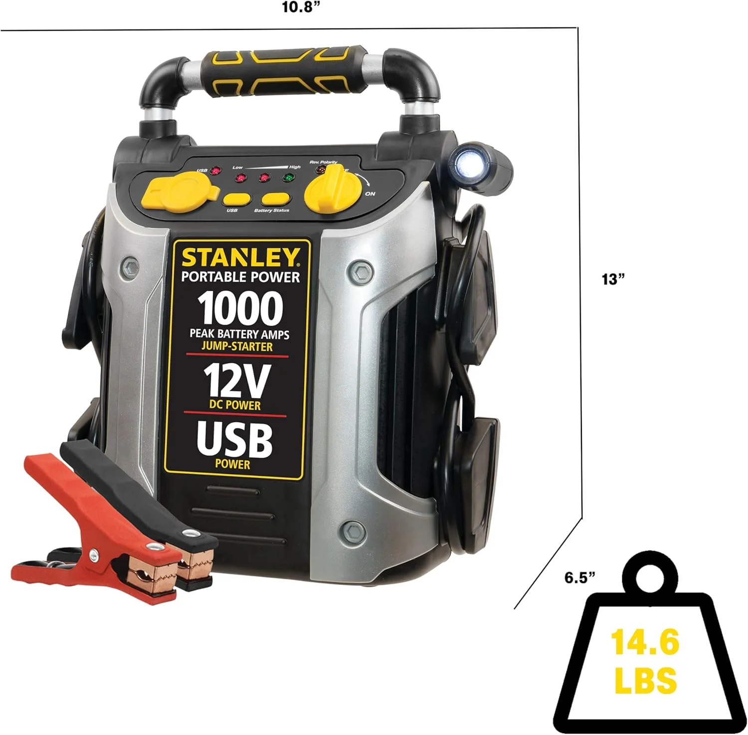 STANLEY J509 Portable Power Station Jump Starter 1000 Peak Amp Battery Booster, USB Port, Battery Clamps - Image 5