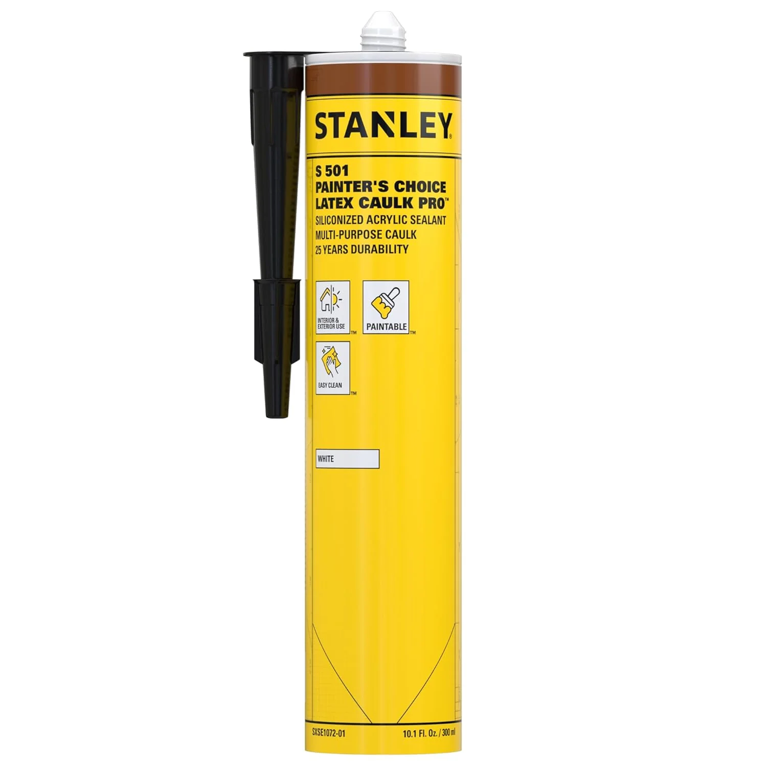 Stanley Premium Siliconized Caulk Acrylic Sealant, White, 10.1 oz. (Pack of 1) - Image 2