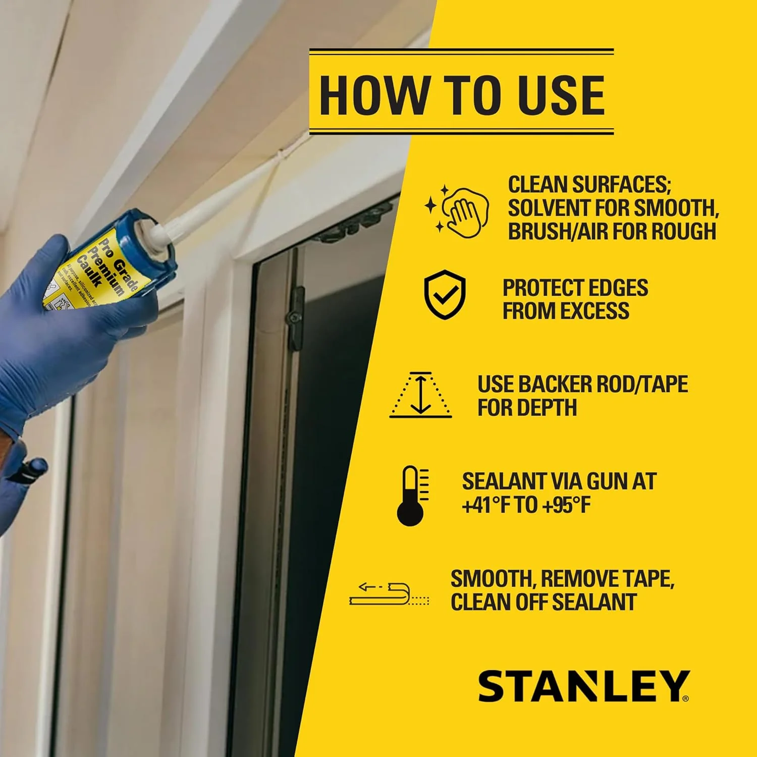 Stanley Premium Siliconized Caulk Acrylic Sealant, White, 10.1 oz. (Pack of 1) - Image 3